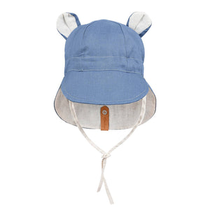 Baby Reversible Teddy Flap Sun Hat | Steele/ Flax
