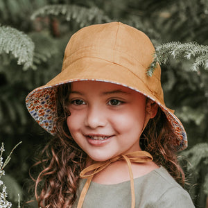 Girls Reversible Panelled Bucket Sun Hat | Meredith/ Maize