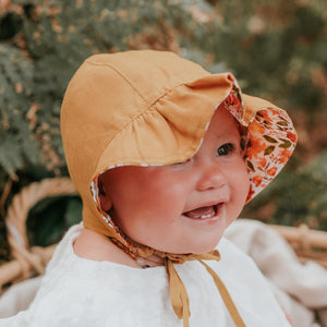 Baby Reversible Ruffle Bonnet | Margaret / Maize