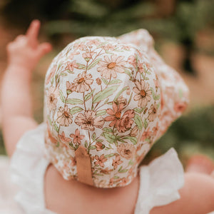 Baby Reversible Ruffle Bonnet | Poppy/ Rosa