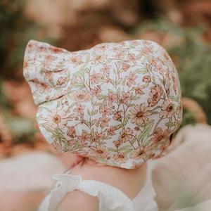 Baby Reversible Ruffle Bonnet | Poppy/ Rosa