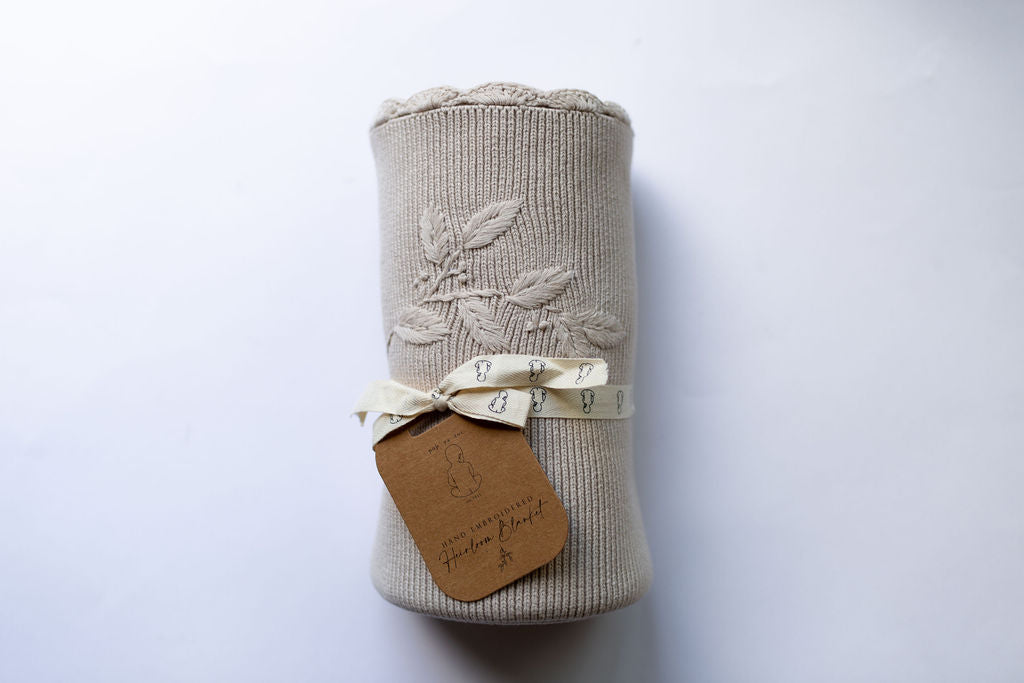 Heirloom Embroidered Blanket | Eggshell