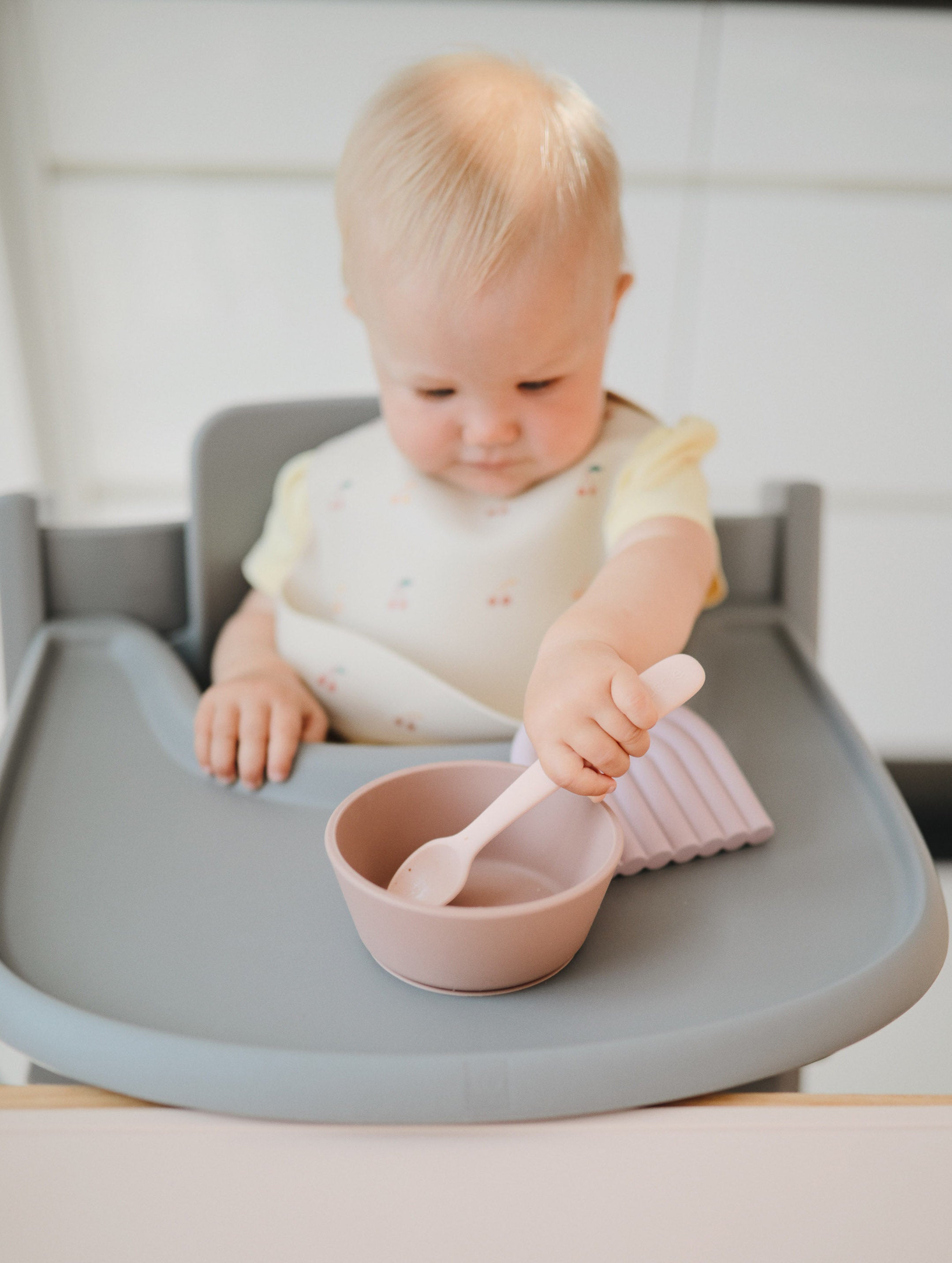 Mushie Silicone Feeding Spoons Stone/Cloudy Mauve